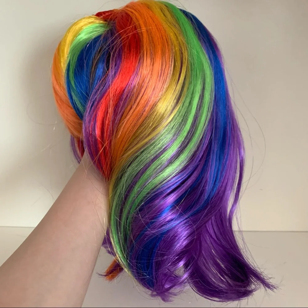 Rainbow wig with bangs